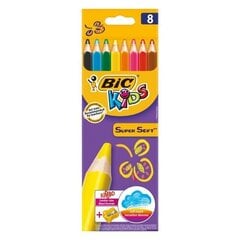 Цветные карандаши Bic Supersoft, 8 шт. С точилкой цена и информация | BIC Товары для детей и младенцев | 220.lv