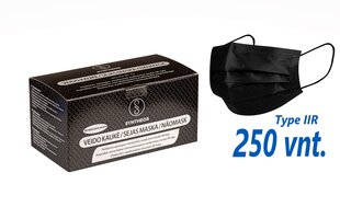 Медицинская одноразовая 3-слойная маска SYNTHEOS, тип IIR, черная, сделано в Литве, 250 шт. цена и информация | Первая помощь | 220.lv