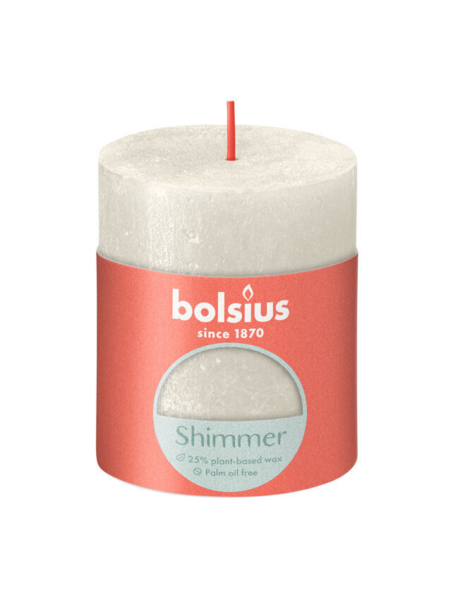 Aromātiska svece Bolsius Rustic Shimmer Ivory cena un informācija | Sveces un svečturi | 220.lv