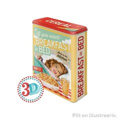Metāla kārba/XL/3D If you want Breakfast in bed... cena un informācija | Trauki pārtikas uzglabāšanai | 220.lv