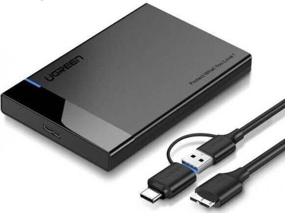 Ārējā diska korpuss Ugreen US221 SATA, HDD 2,5", USB 3.0 + USB-C, micro USB 3.0 цена и информация | Ārējie cietie diski | 220.lv