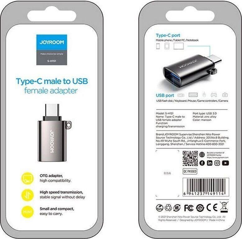 Adapteris Joyroom S-H151, USB-C/USB-A цена и информация | Adapteri un USB centrmezgli | 220.lv
