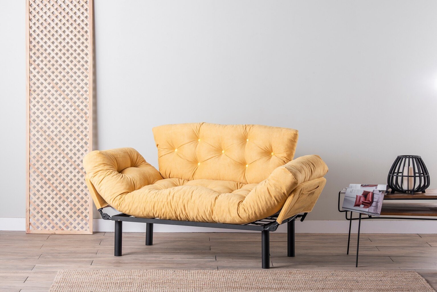 Dīvāns Kalune Design Nitta, dzeltens cena un informācija | Dīvāni | 220.lv