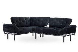 Stūra dīvāns Kalune Design Nitta, melns cena un informācija | Stūra dīvāni | 220.lv