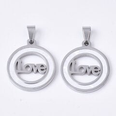 Nerūsējošā tērauda 201 kulons ar ieliktni "Love", 23x20x2 mm., 1 gab. cena un informācija | Rotu veidošana, pērļošana | 220.lv