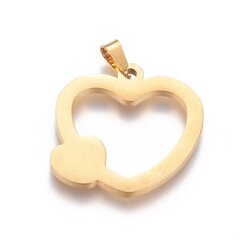 Nerūsējošā tērauda 304 kulons "Heart" ar caurumu, 24,5x25x2 mm., 1 gab. cena un informācija | Rotu veidošana, pērļošana | 220.lv