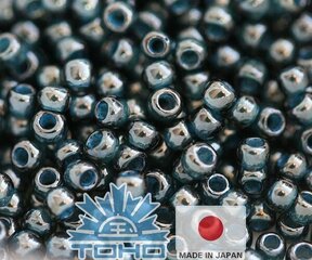 TOHO® sēklu krelles caurspīdīgi spīdīgi smaragdzaļi / džinsa zili 11/0 (2,2 mm) 10 g. cena un informācija | Rotu veidošana, pērļošana | 220.lv