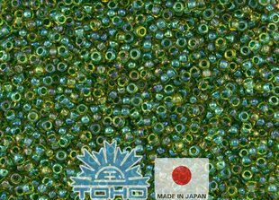 Бисер TOHO® Seed Beads Inside-Color Lustre Jonquil / Emerald-Lined 11/0 (2,2 мм) 10 г. цена и информация | Принадлежности для изготовления украшений, бисероплетения | 220.lv