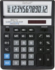 Galda kalkulators Rebell BDC712BK cena un informācija | Kancelejas preces | 220.lv