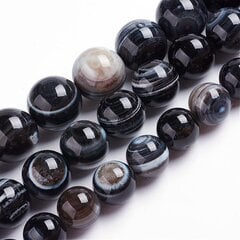 Dabīgās svītrainās ahāta pērles 1 gab., 16 mm cena un informācija | Rotu veidošana, pērļošana | 220.lv