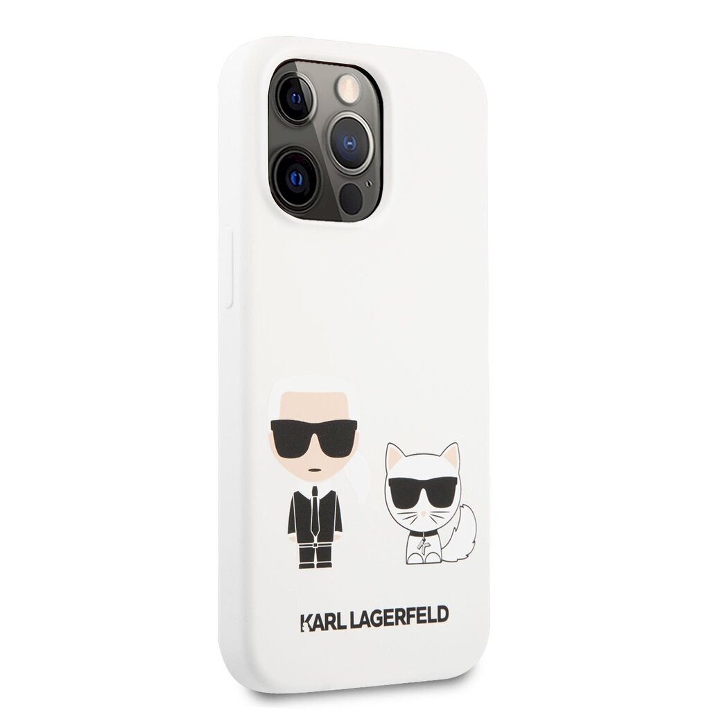 KLHCP13LSSKCW Karl Lagerfeld and Choupette Liquid Silicone Case for iPhone 13 Pro White cena un informācija | Telefonu vāciņi, maciņi | 220.lv