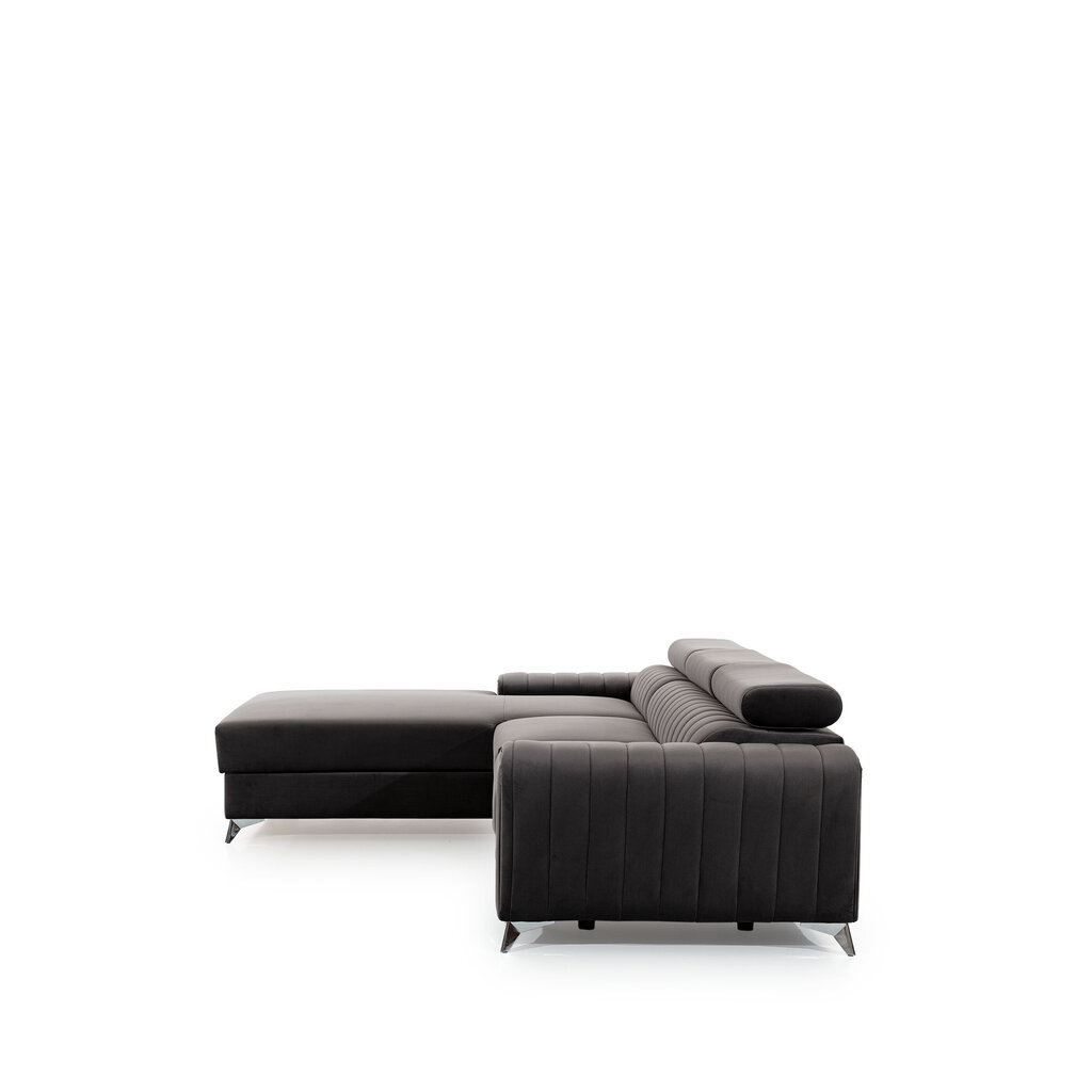 Stūra dīvāns NORE Grayson, melns cena un informācija | Stūra dīvāni | 220.lv