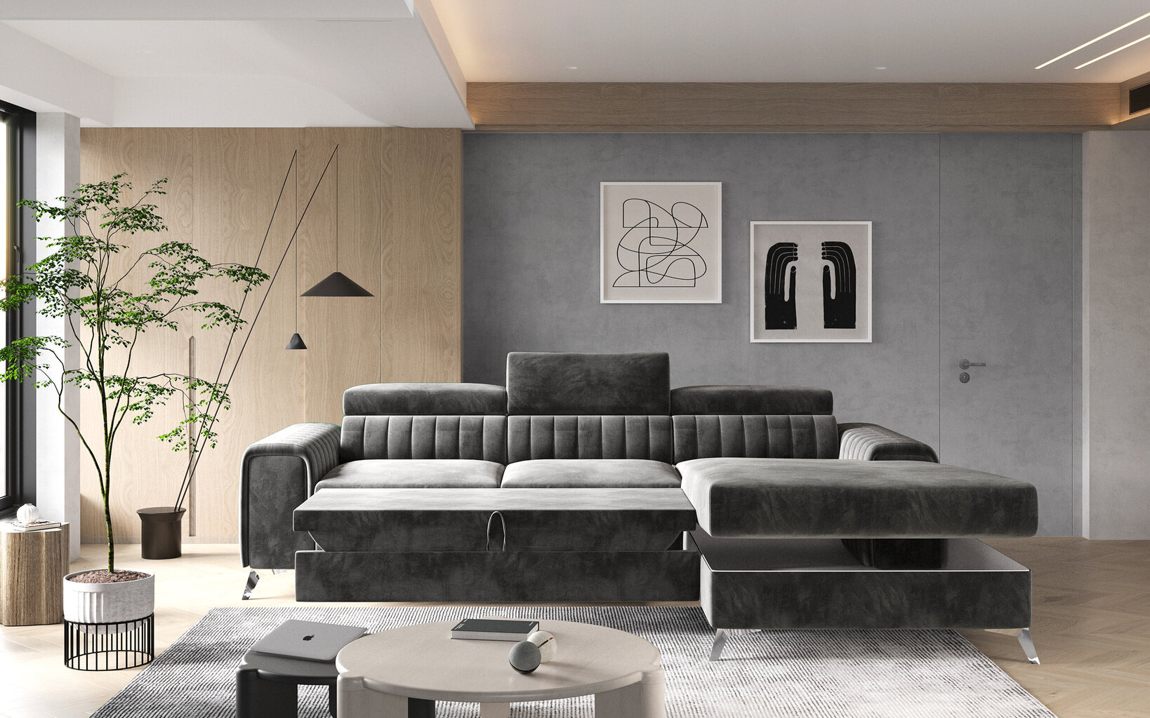 Stūra dīvāns NORE Grayson, melns цена и информация | Stūra dīvāni | 220.lv