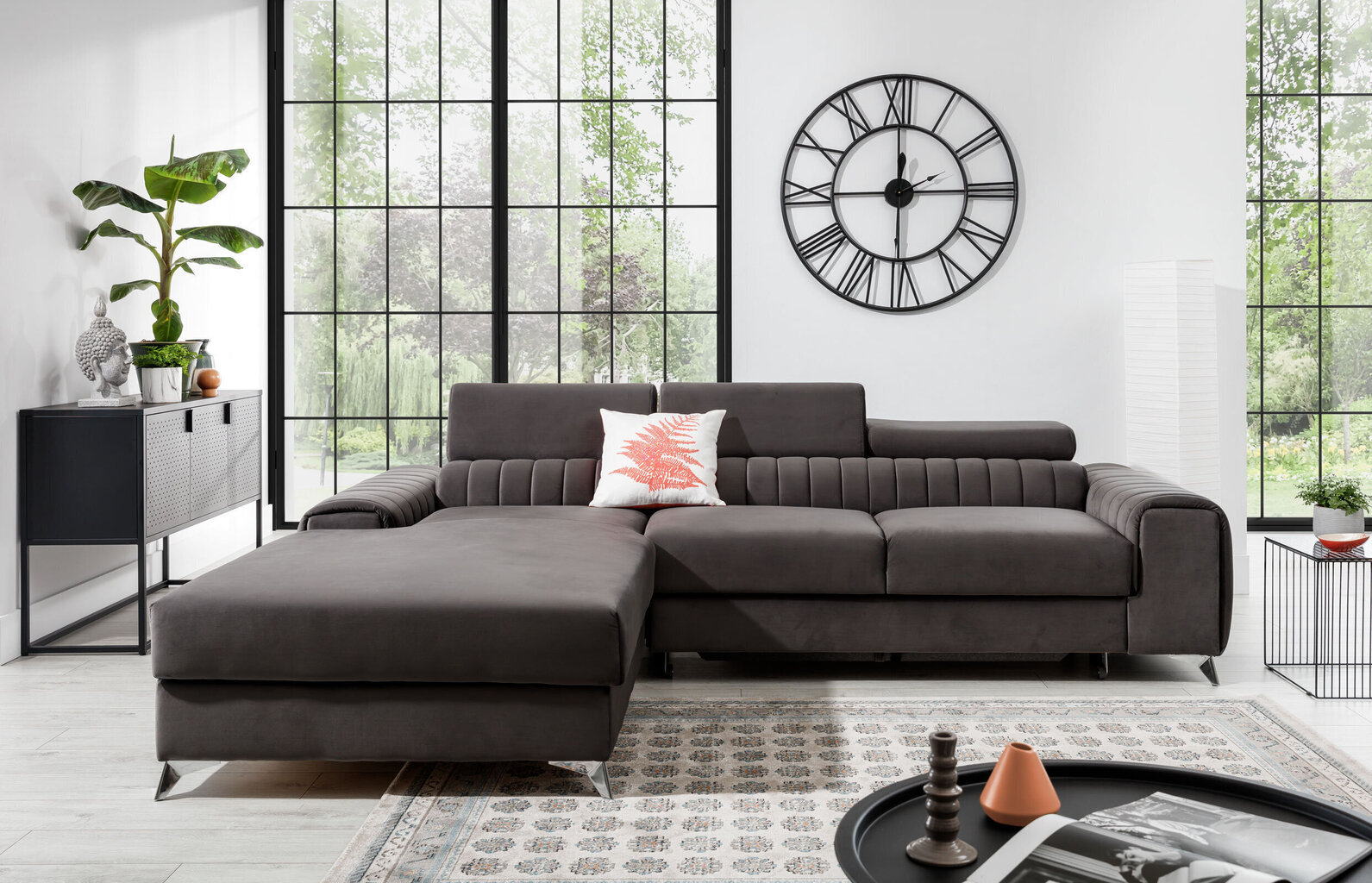 Stūra dīvāns NORE Grayson, smilškrāsas cena un informācija | Stūra dīvāni | 220.lv