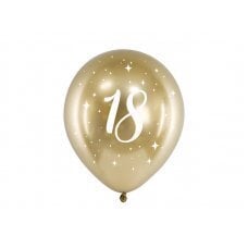Воздушные шары глянцевые 30 см, «18», золото (1 упаковка / 6 шт.) цена и информация | Шарики | 220.lv