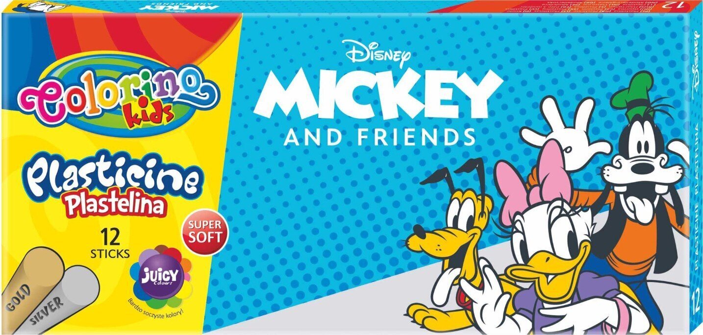 Plastilīns COLORINO Disney "Mickey", 12 krāsas + zelta un sudraba цена и информация | Modelēšanas un zīmēšanas piederumi | 220.lv