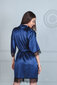 Sieviešu zīda halāts ar mežģīnēm, zils цена и информация | Sieviešu halāti | 220.lv