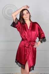 Sieviešu zīda halāts ar mežģīnēm, sarkans cena un informācija | Sieviešu halāti | 220.lv