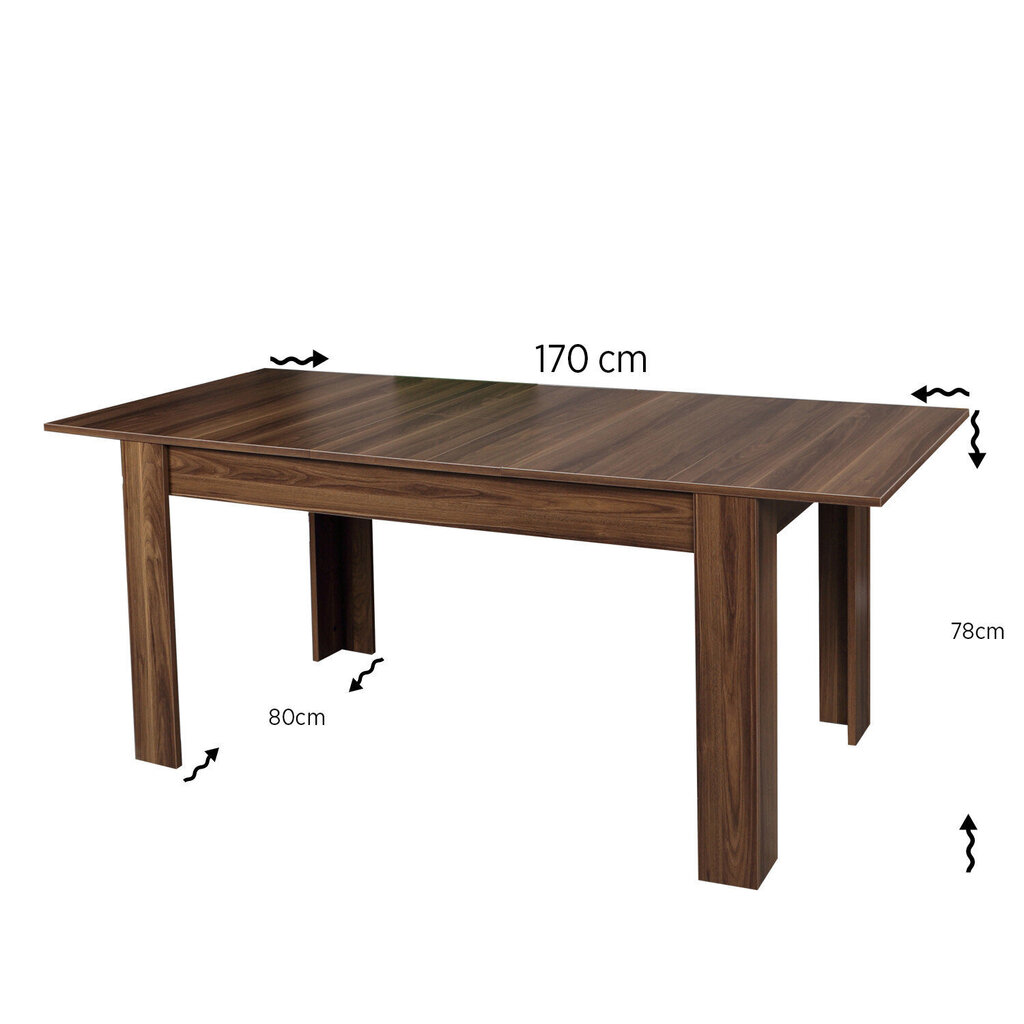 Ēdamistabas galds Kalune Design Oblo, brūns cena un informācija | Virtuves galdi, ēdamgaldi | 220.lv