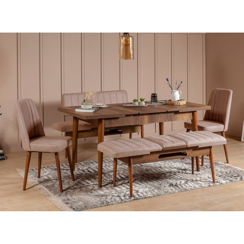 Ēdamistabas krēsls Kalune Design 869, smilškrāsas/brūns цена и информация | Virtuves un ēdamistabas krēsli | 220.lv