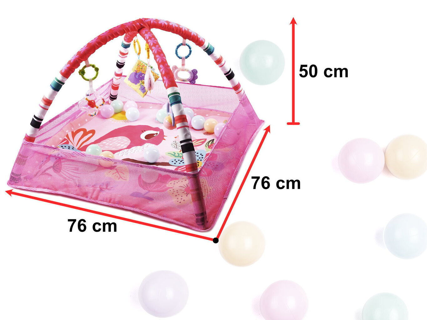 Mācību paklājiņš, baseins ar bumbiņām rozā krāsā cena un informācija | Attīstošie paklājiņi | 220.lv