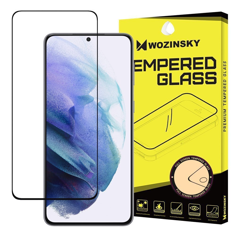 LCD aizsargstikls Wozinsky 5D priekš Samsung G996 S21 Plus 5G melns rāmis cena un informācija | Ekrāna aizsargstikli | 220.lv
