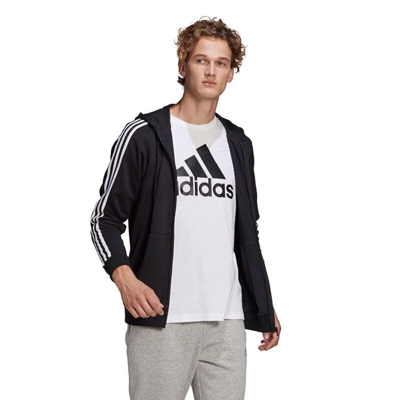 Džemperis vīriešiem Adidas Essentials Full-Zip Hoodie M GK9032, melns cena un informācija | Vīriešu jakas | 220.lv