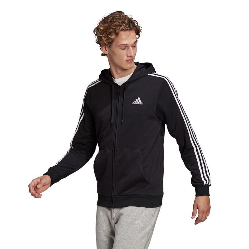 Džemperis vīriešiem Adidas Essentials Full-Zip Hoodie M GK9032, melns cena un informācija | Vīriešu jakas | 220.lv