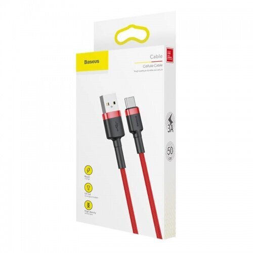 Kabelis Baseus USB2.0 A kontaktdakša - USB C kontaktdakša 0,5 m, QC3.0 ar neilona bruņām Cafule, sarkans цена и информация | Savienotājkabeļi | 220.lv