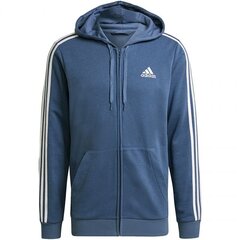 Džemperis vīriešiem Adidas Essentials 3 Stripes FZ FL Hoodie M GK9035, zils cena un informācija | Vīriešu jakas | 220.lv