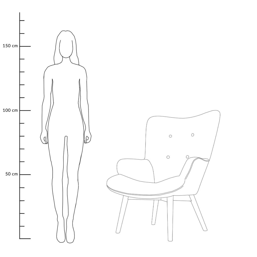 MOSS Melns atzveltnes krēsls 50x96 cm cena un informācija | Atpūtas krēsli | 220.lv