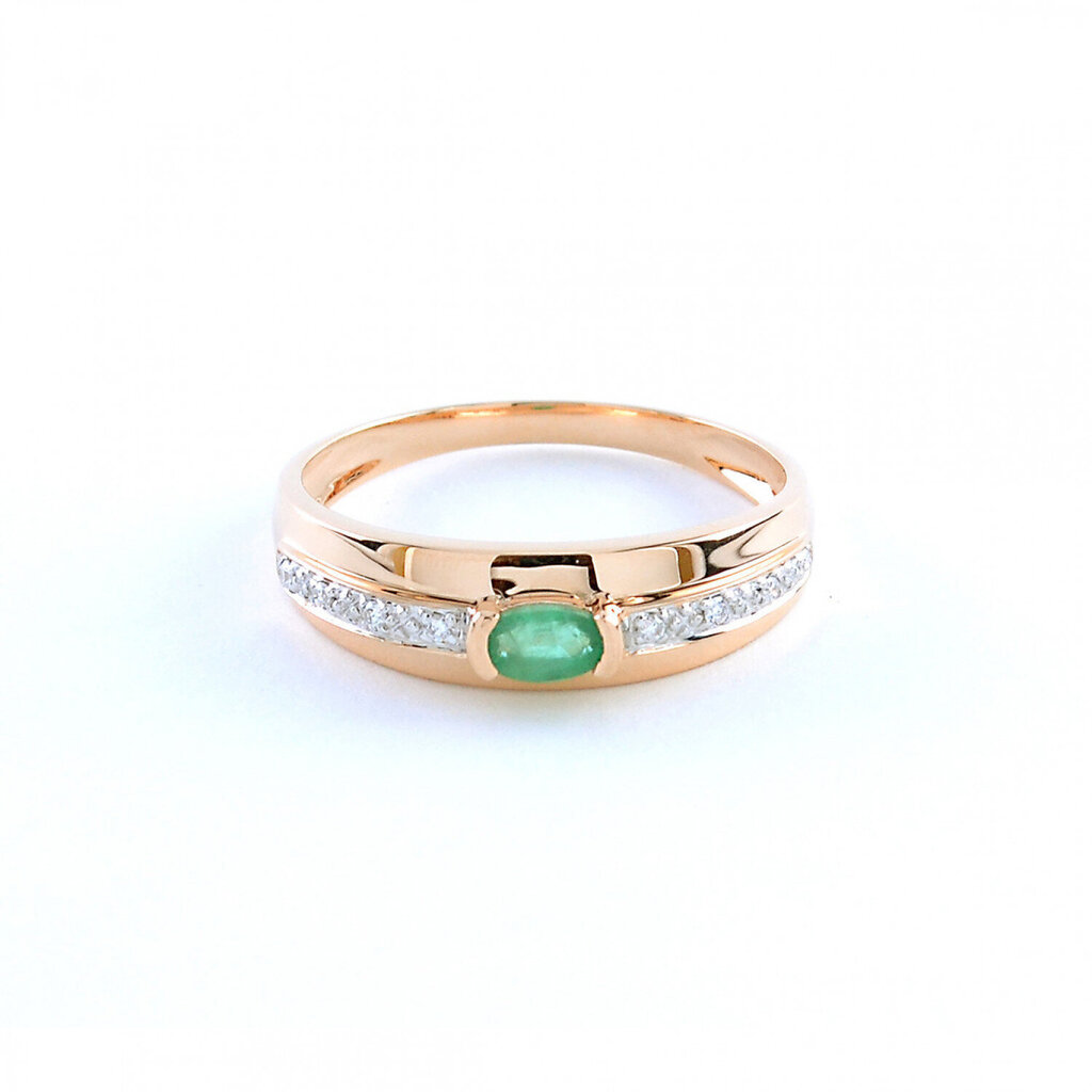 Zelta gredzens ar smaragdu un briljantiem ZGR0024321DE cena un informācija | Gredzeni | 220.lv