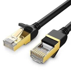 UGREEN NW107 Ethernet RJ45 apaļš tīkla kabelis, 7. kat., STP, 1,5 m, melns cena un informācija | Kabeļi un vadi | 220.lv
