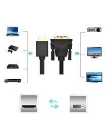 Ugreen HD106 HDMI - DVI kabelis, 4K, 1 m, melns cena un informācija | Kabeļi un vadi | 220.lv