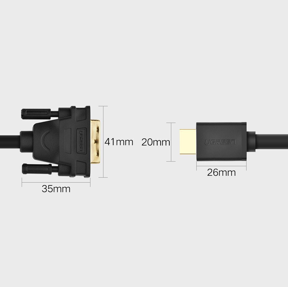 Ugreen HD106 HDMI - DVI kabelis, 4K, 1 m, melns cena un informācija | Kabeļi un vadi | 220.lv