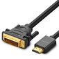 Ugreen HD106 HDMI - DVI kabelis, 4K, 1 m, melns cena un informācija | Kabeļi un vadi | 220.lv