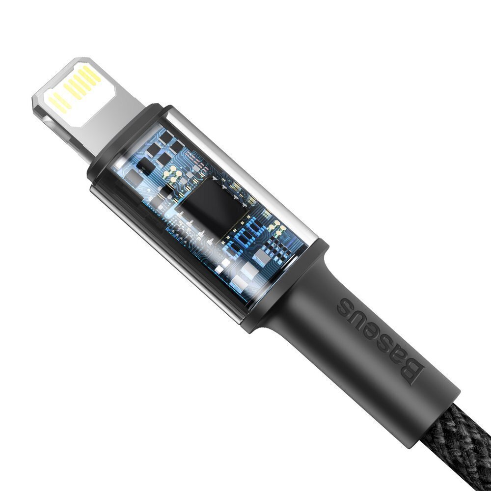 USB kabelis Baseus High Density Braided Fast Data PD 20W Type-C į Lightning 1m melns CATLGD-01 cena un informācija | Savienotājkabeļi | 220.lv