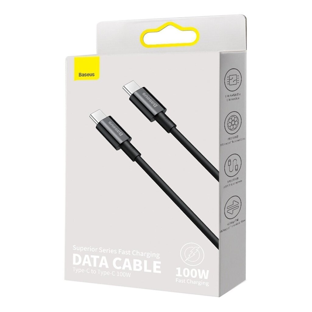 Baseus Superior Series Cable USB-C to USB-C, 100W, 2m (black) cena un informācija | Savienotājkabeļi | 220.lv