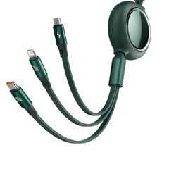 USB cable 3in1 Baseus Bright Mirror, USB to micro USB / USB-C / Lightning, 100W, 1.2m (green) cena un informācija | Savienotājkabeļi | 220.lv