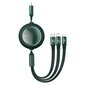 USB cable 3in1 Baseus Bright Mirror, USB to micro USB / USB-C / Lightning, 100W, 1.2m (green) cena un informācija | Savienotājkabeļi | 220.lv