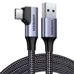 Угловой кабель USB на USB-C UGREEN US385, 3A, 1м (черный) цена и информация | Кабели для телефонов | 220.lv