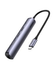 Адаптер 5-в-1 UGREEN CM418 USB-C на 2x USB 3.0, HDMI, RJ45, USB-C (серый) цена и информация | Адаптеры и USB разветвители | 220.lv