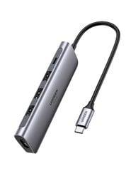 Adapter 5in1 UGREEN Hub USB-C to 3x USB 3.0 + HDMI 4K + USB-C PD 100W (grey) cena un informācija | Adapteri un USB centrmezgli | 220.lv