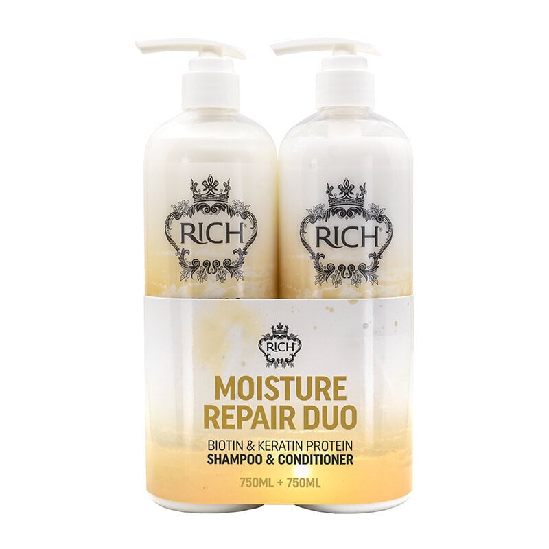 Matu stiprināšanas komplekts Rich Pure Luxury Moisture Repair Duo Tigi 750 ml + 750 ml cena un informācija | Šampūni | 220.lv