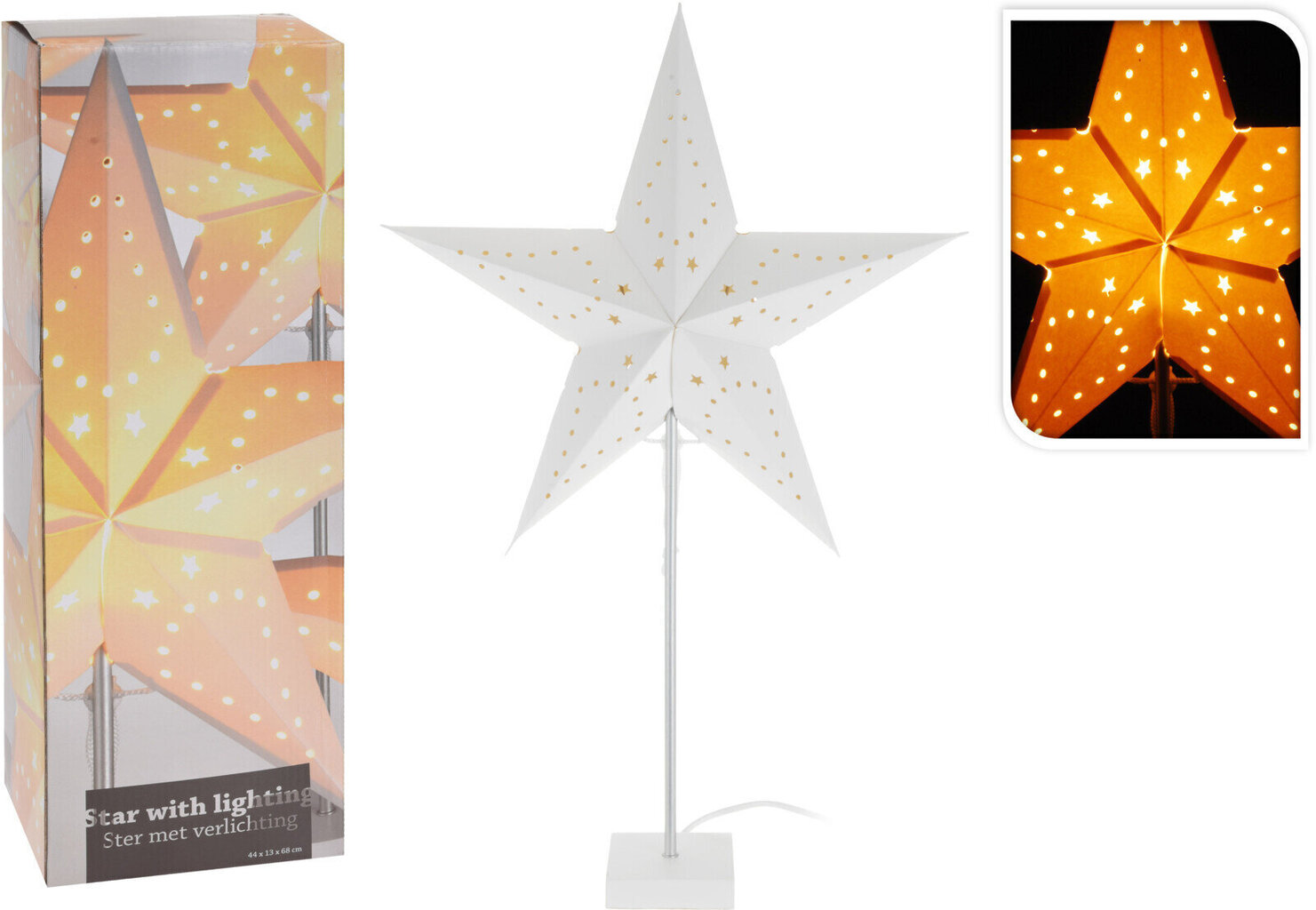 Ziemassvētku dekors Papīra zvaigzne ar statīvu cena un informācija | Ziemassvētku dekorācijas | 220.lv