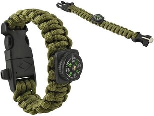 Izdzīvošanas aproce Paracord Armband Army, zaļa cena un informācija | Vīriešu rotaslietas | 220.lv