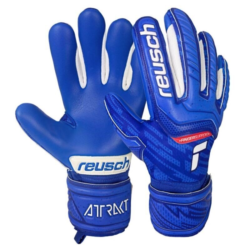 Vārtsarga cimdi Reusch Attrakt Grip Evolution Finger Support Jr 51 72 830 4010 51728304010, zili цена и информация | Futbola formas un citas preces | 220.lv