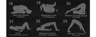 Jogas fitnesa paklājs ar Pilates Fitness &amp; Gymnics neslīdošu melnu 173x61cm 8693 treniņu plānu цена и информация | Коврики для йоги, фитнеса | 220.lv