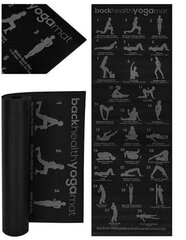 Коврик для йоги и фитнеса Pilates Fitness & Gymnastics с нескользящим покрытием, черный, 173x61 см цена и информация | Коврики для йоги, фитнеса | 220.lv