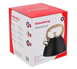 Tējkanna ar svilpes KLAUSBERG 3L KB-7262 цена и информация | Чайники, кофейники | 220.lv